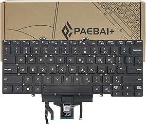 PAEBAI+ Replacement Laptop Keyboard Backlight for Dell Latitude 5400 5401 5410 7400 P98G with Pointer US Layout Black