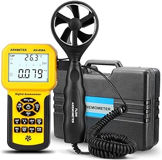 HVAC Air Flow CFM Meter, AIOMEST Handheld Anemometer Measure Airflow Wind Speed Velocity Temperature, Professional Air Ven...