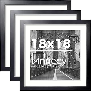 Annecy 18x18 Picture Frame Set of 3, Display Pictures 16x16 with Mat or 18x18 Without Mat, Stable and Sturdy 18 x 18 Frame...