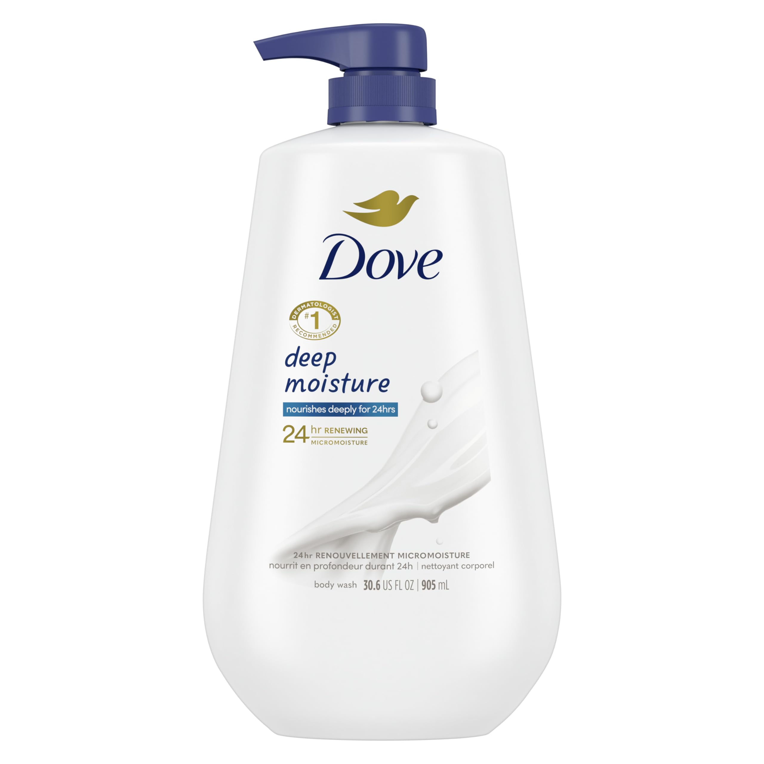 DoveBody Wash with Pump Deep Moisture For Dry Skin Moisturizing Skin Cleanser with 24hr Renewing MicroMoisture Nourishes The Driest Skin 30.6 oz