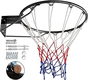 Dripex Basketball Rim 18&#34; Replacement Outdoor Wall Mounted with All Weather Net Solid Steel 18 Inch