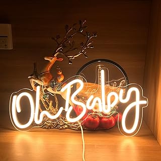 KENFARI 16.3" X 8.3" Oh Baby Neon Sign Oh Baby Sign for Backdrop Oh Baby Light up Sign，Powered by USB with Dimmable Switch...