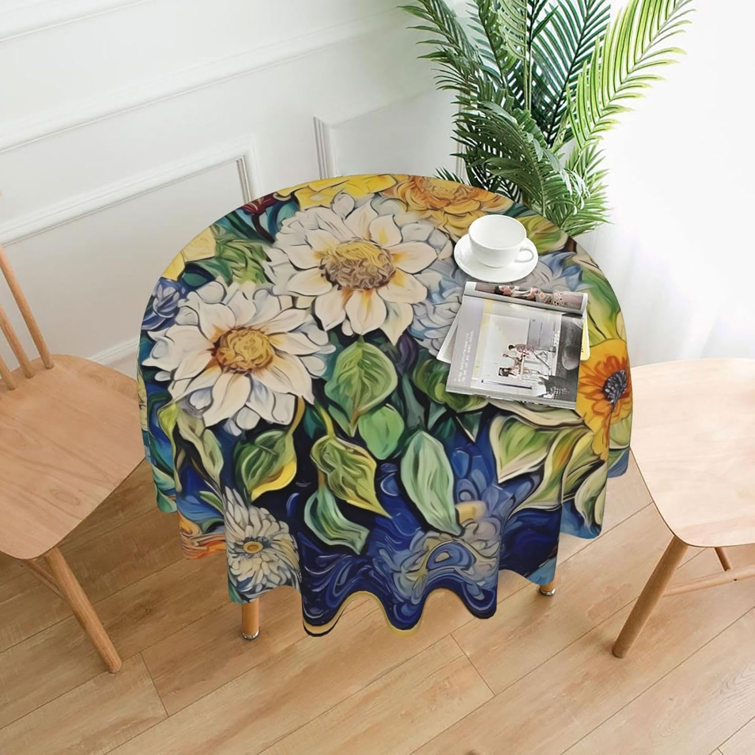 Mouxiugei Oil On Canvas Flowers Premium Thanksgiving Tablecloth ...