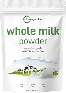 Micro Ingredients Whole Milk Powder, 4lbs | rBST Hormone Free, Pasture Raised Source, Premium Grade Dry Powdered Form | Gr...