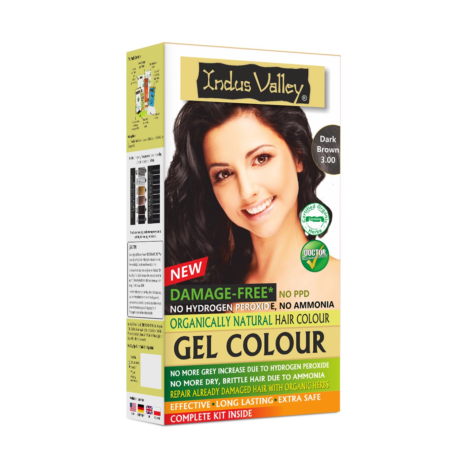 INDUS VALLEY Damage Free Natural Gel Hair Colour for Women | Ammonia & PPD Free Organic Hair Colour with 100% Grey Coverage, Long Lasting Hair Color Trial Pack | Dark Brown