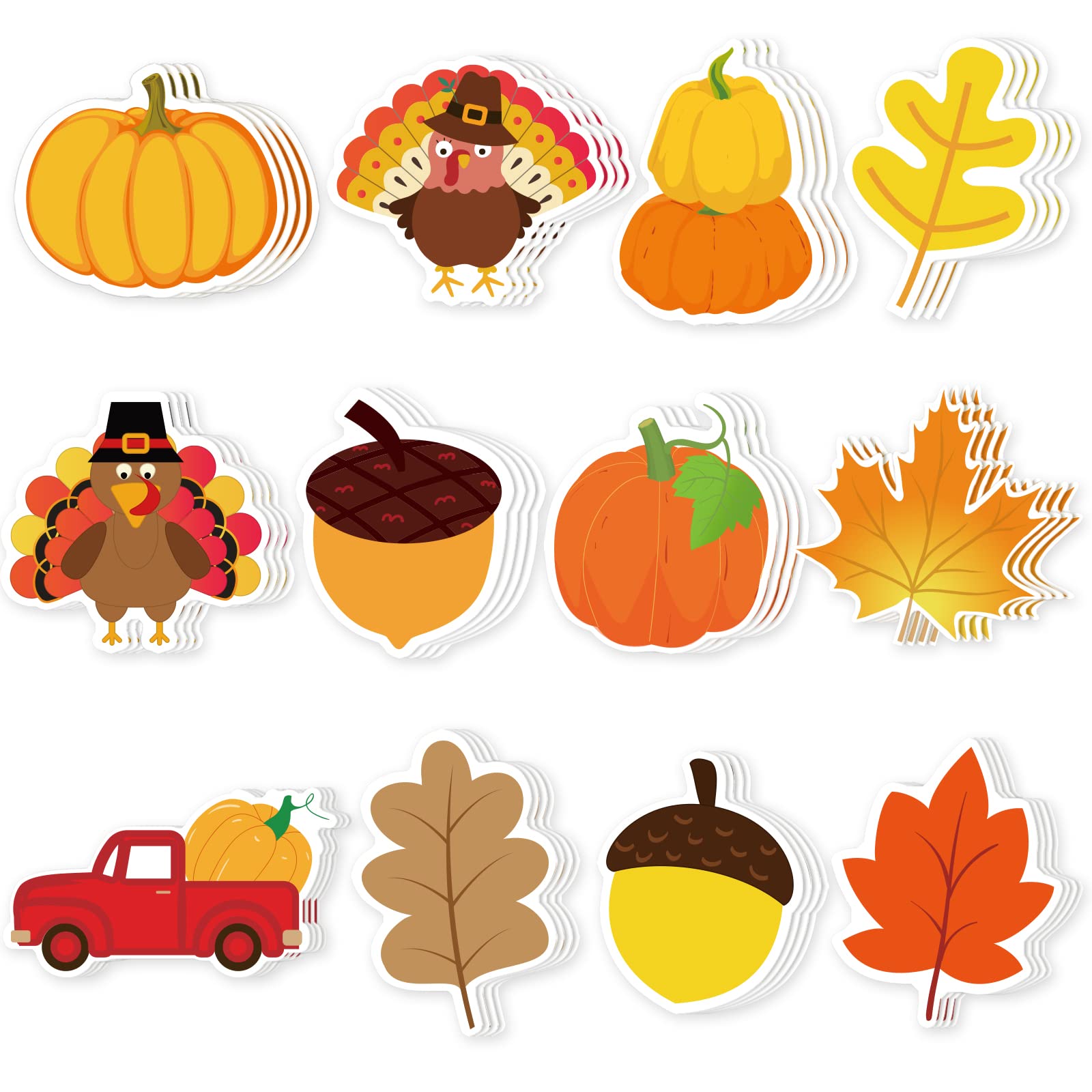 Buy 72 Pieces Thanksgiving Cutouts Pumpkin Turkey Leaves Acorn Cutouts ...