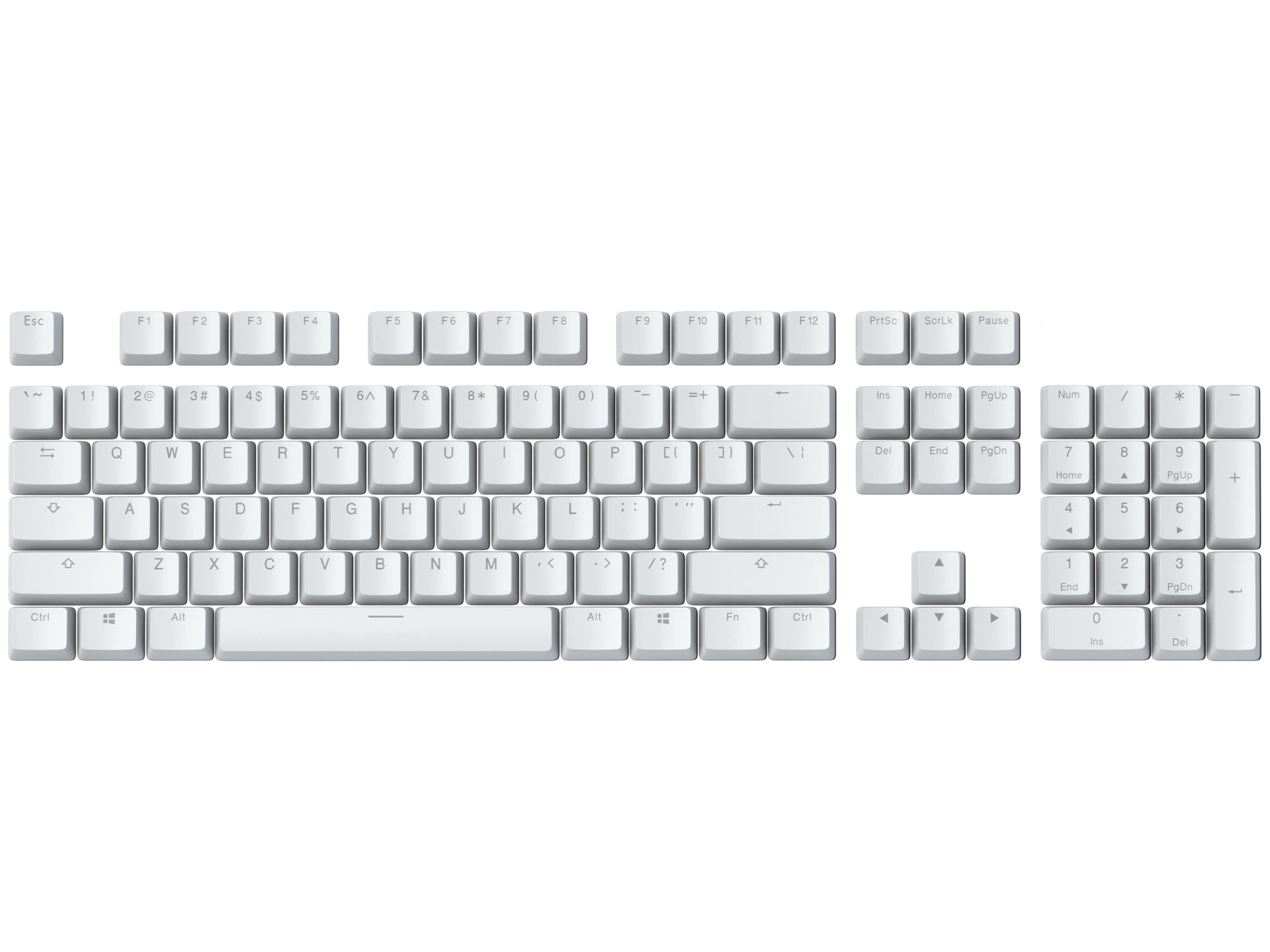 Glorious 104-Key ABS Doubleshot Mechanical Keyboard Keycaps - Premium Quality, Durable ABS Plastic, Transparent Legends for Backlighting, Compatible with GMMK and ANSI-US Layout Keyboards - White