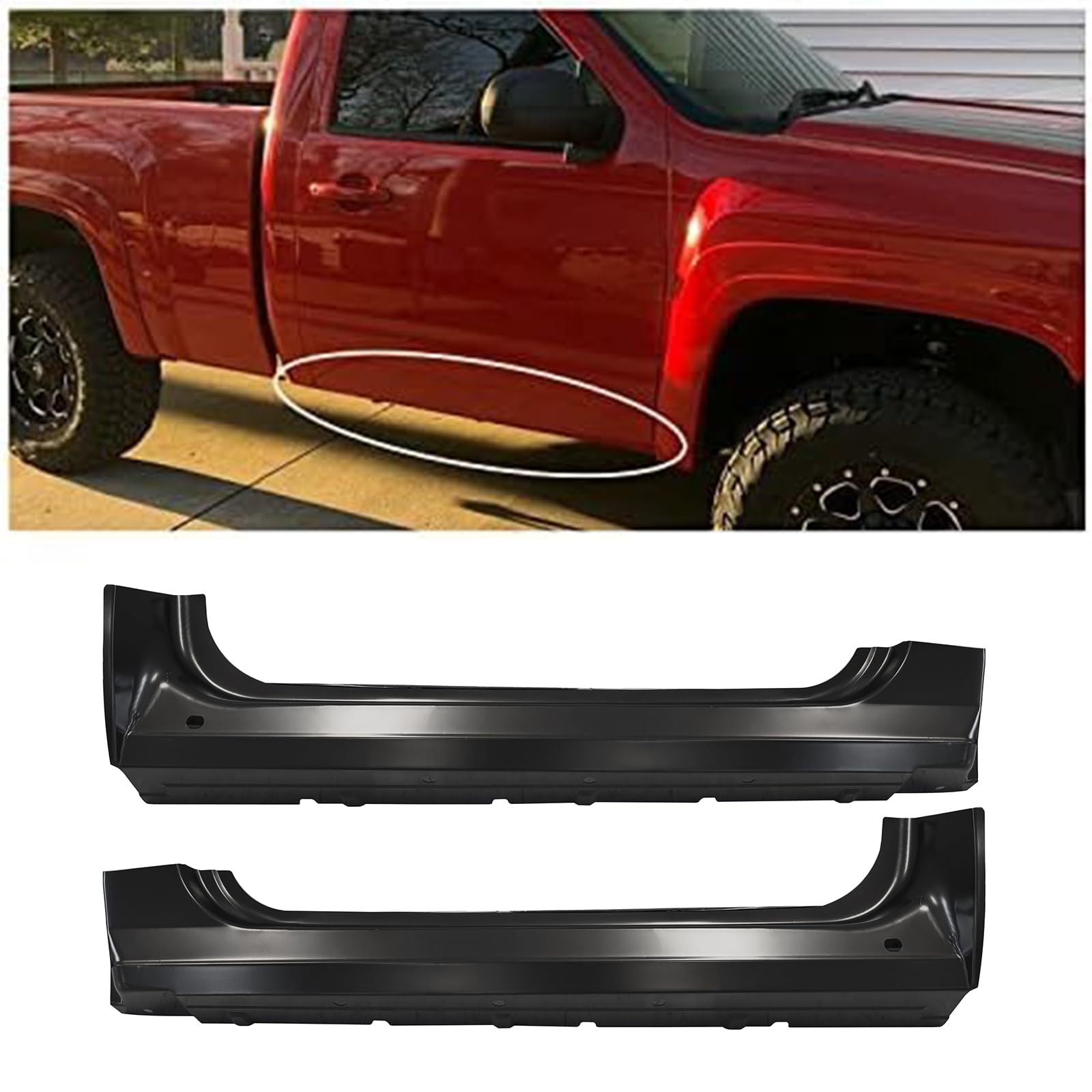 KUAFU Rocker Panel Rust Repair Compatible with 2007-2013 Chevy Silverado GMC Sierra 2door Standard Cab Regular Cab Single Cab Replacement for 0864-101 0864-102