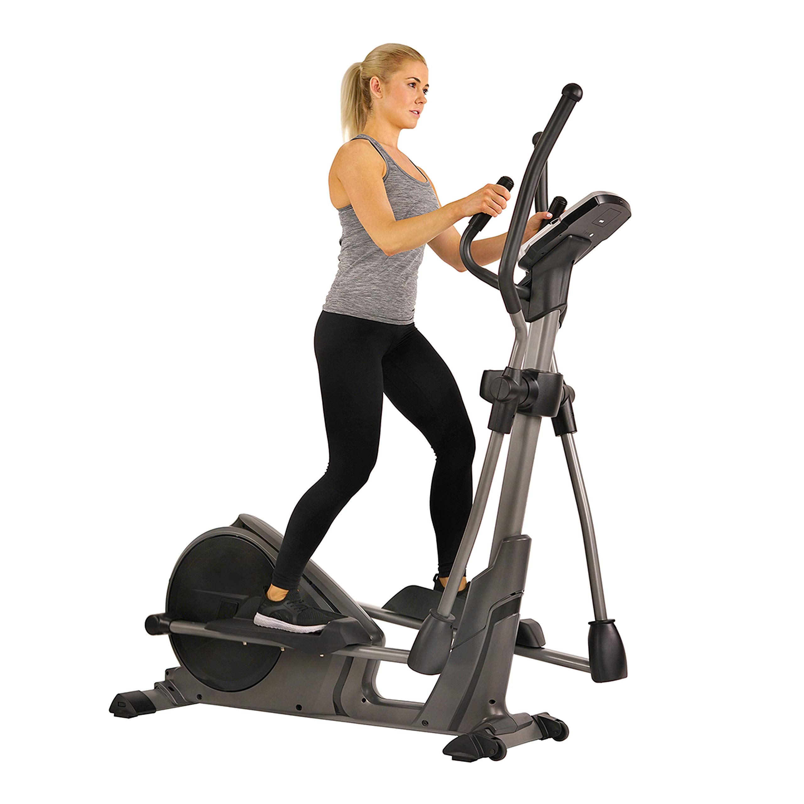 Sunny Health & Fitness Programmable 16 Electro-Magnetic Elliptical Cross Trainer Exercise Machine, Full-Body Cardio Equipment w/ 24 Pre-Built Workouts, 330LB Capacity,Optional Free SunnyFit App Link