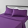 Amazon Basics Lightweight Super Soft Easy Care Microfiber 4 Piece Bed Sheet Set with 14-Inch Deep Pockets, Queen, Plum, Solid