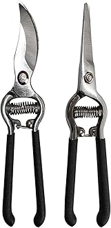 Image of Pruning Shears- 2 Pcs,8 Inch Garden Shears Set - Stainless Steel Bypass Pruner & Hedge Shears,Garden Secateur Set with Sharp Blades - Garden Pruners for Tree, Grass, Lawn Trimming & Weeding