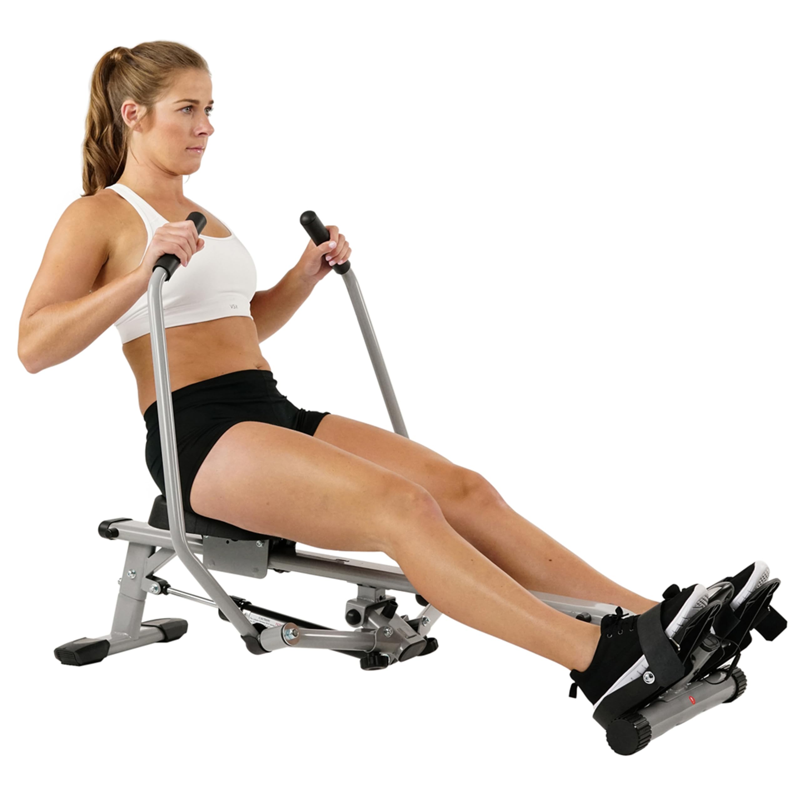 Sunny Health & Fitness Smart Compact Full Motion Rowing Machine, Full-Body Workout, Low-Impact, Extra-Long Rail, 350 LB Weight Capacity and Optional Free SunnyFit® App Enhanced Connectivity