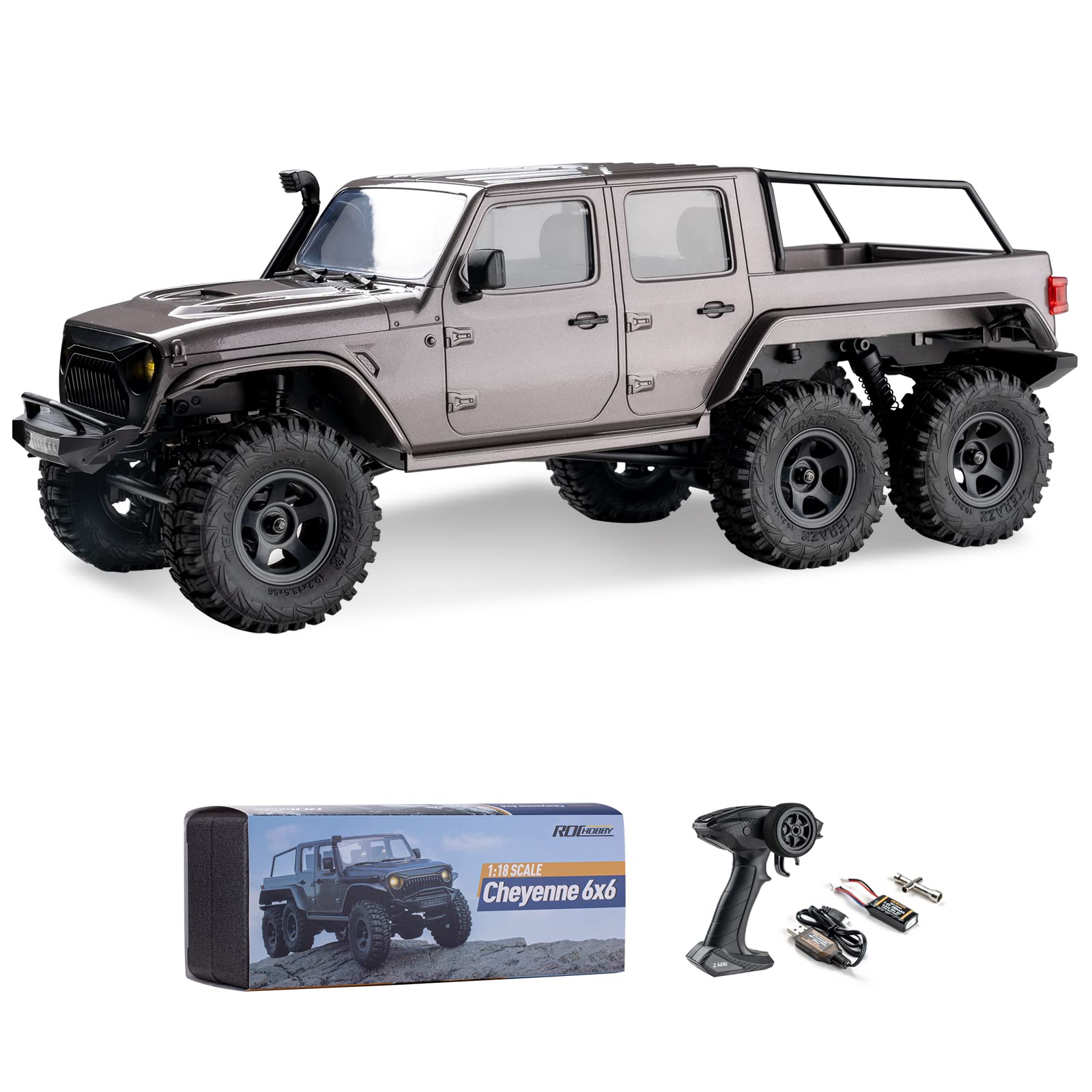 BEEZRC RocHobby 1/18 Cheyenne RC Crawler 6WD RTR Hobby RC Off-Road Car Remote Control Car RC Rock Crawler with LED Lights for Adults