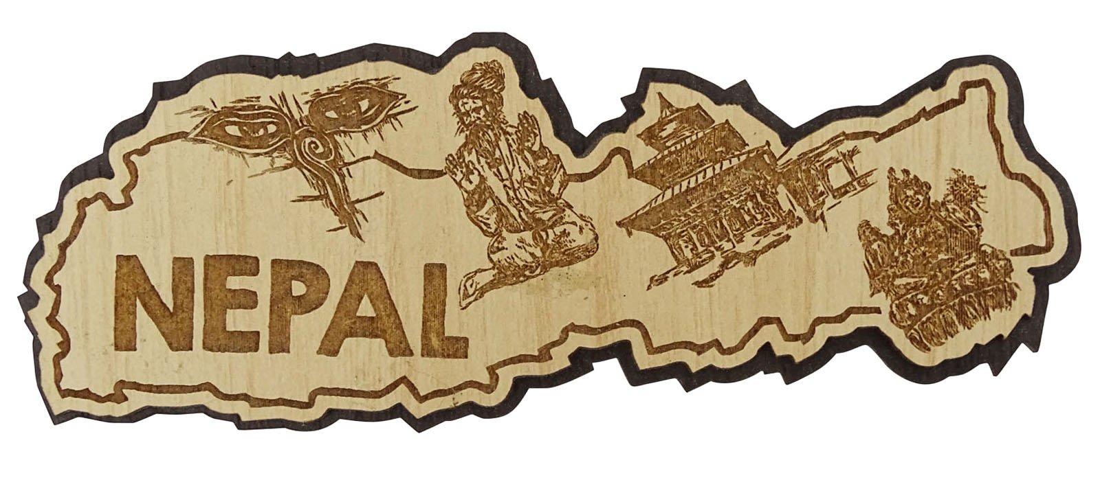 Printtoo Nepal Map Engraved Wooden Fridge Magnet Souvenir Gift Collectibles