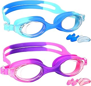 EWPJDK Kids Swim Goggles - 2 Pack Swimming Goggles Anti Fog No Leaking For Kids Age 3-15