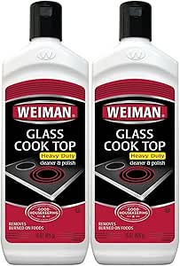 Weiman Glass Cooktop Heavy Duty Cleaner &amp; Polish - Shines and Protects Glass/Ceramic Smooth Top Ranges with its Gentle Formula - 15 Oz., Pack of 2