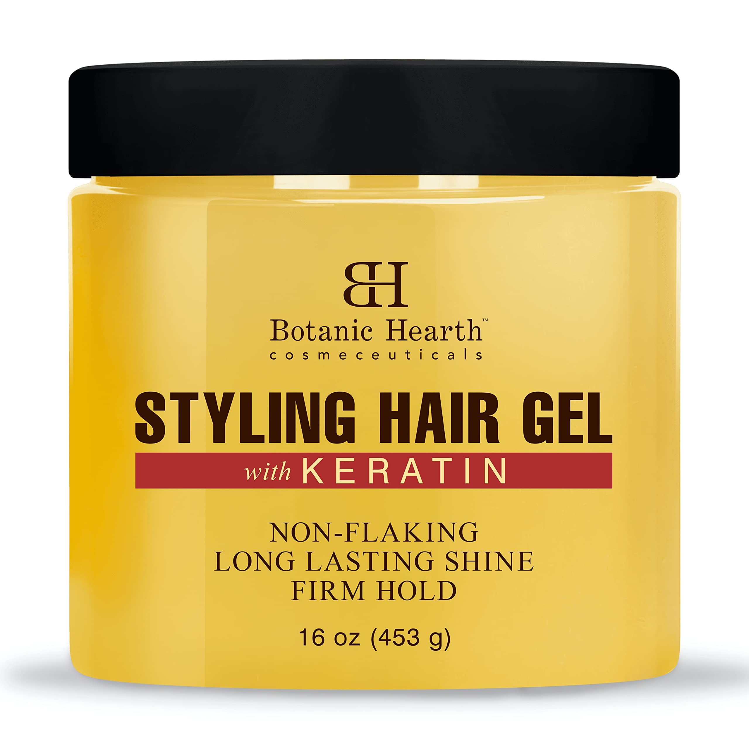 Botanic Hearth Hair Gel - with Keratin Protein - Styling Gel for Curly, Frizzy, Straight, Wavy & Fine Hair - Flake Free, Strong Hold and Shine - For All Hair Types - Men & Women - 16 oz