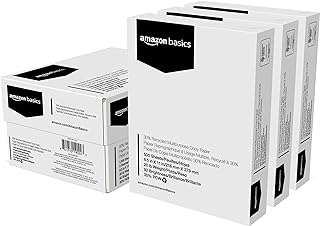 Amazon Basics 30% Recycled Multipurpose Copy Printer Paper, 8.5" x 11", 3 Reams, 1500 Count (Sheets), White