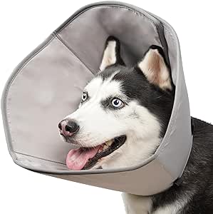 BARKLESS Dog Cone, Soft Cone for Puppies and Cats After Surgery to Stop Licking, Adjustable Elizabethan Collar, Neuter Cone of Shame Alternatives, Lightweight Dog Recovery Collar (Grey, S)