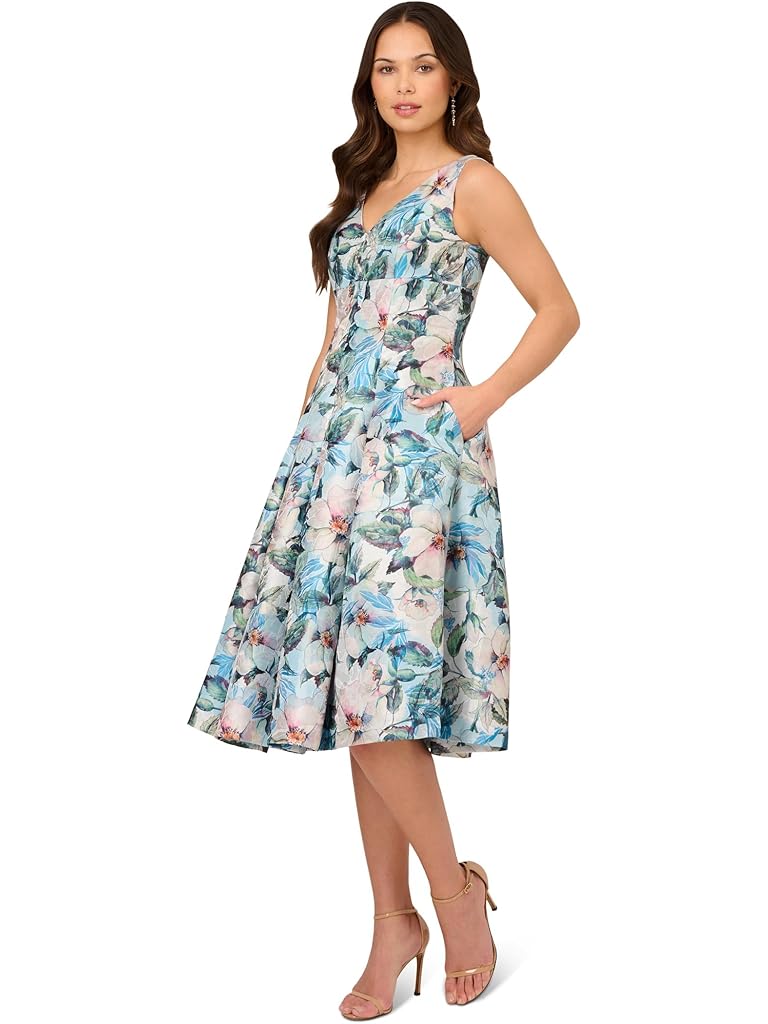 Adrianna Papell Floral Jacquard Midi Dress