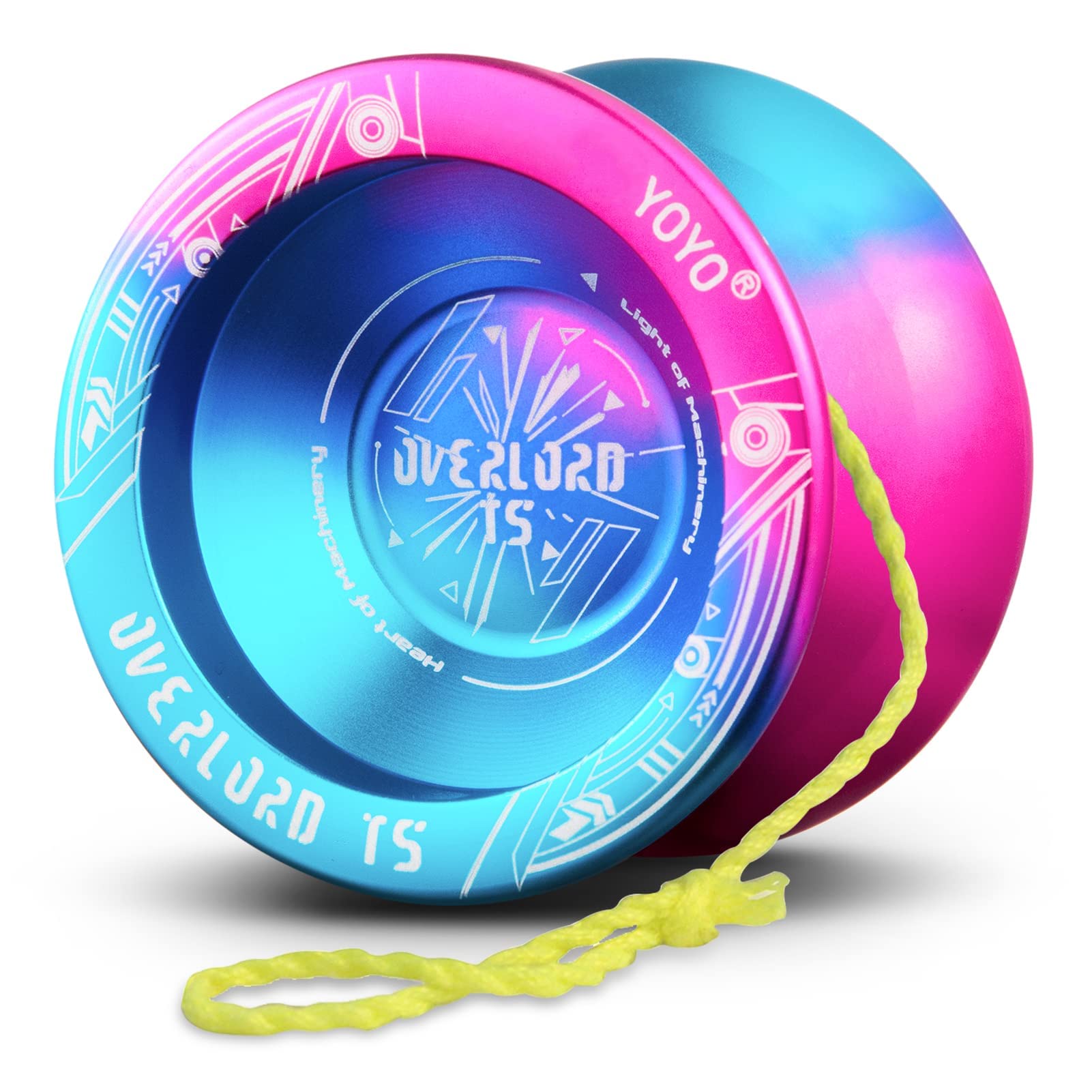 ELECDON Professional Yoyo T5 Plus Overlord, Unresponsive Yoyo Balls, Aluminum Alloy Metal Yoyo, Bonus - 5 Strings, Yo-Yo Bag, Glove (Blue Pink Gradient Yoyo)