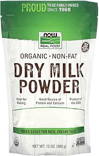 NOW Foods, Organic Non-Fat Dry Milk Powder with Protein and Calcium, Product of the USA, 12-Ounce (Packaging May Vary)