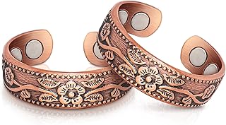 Auramag copper rings for women,99.99% Pure Copper Magnetic Rings with 3500 Gauss Magnets,Copper Jewelry for Women(Set of 2)