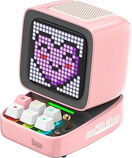 DIVOOM ACDIVDITPNK Divoom Ditoo Pixel Art Portable Bluetooth Speaker with App Controlled 16X16 LED Front Panel Pink - Pink...