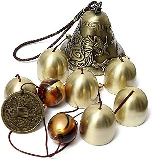 Lucky Wind Chimes Fengshui Bell Copper Alloy Dragon Bell 6 Bells Hanging Wind Bell for Home Garden Hanging Good Luck Blessing