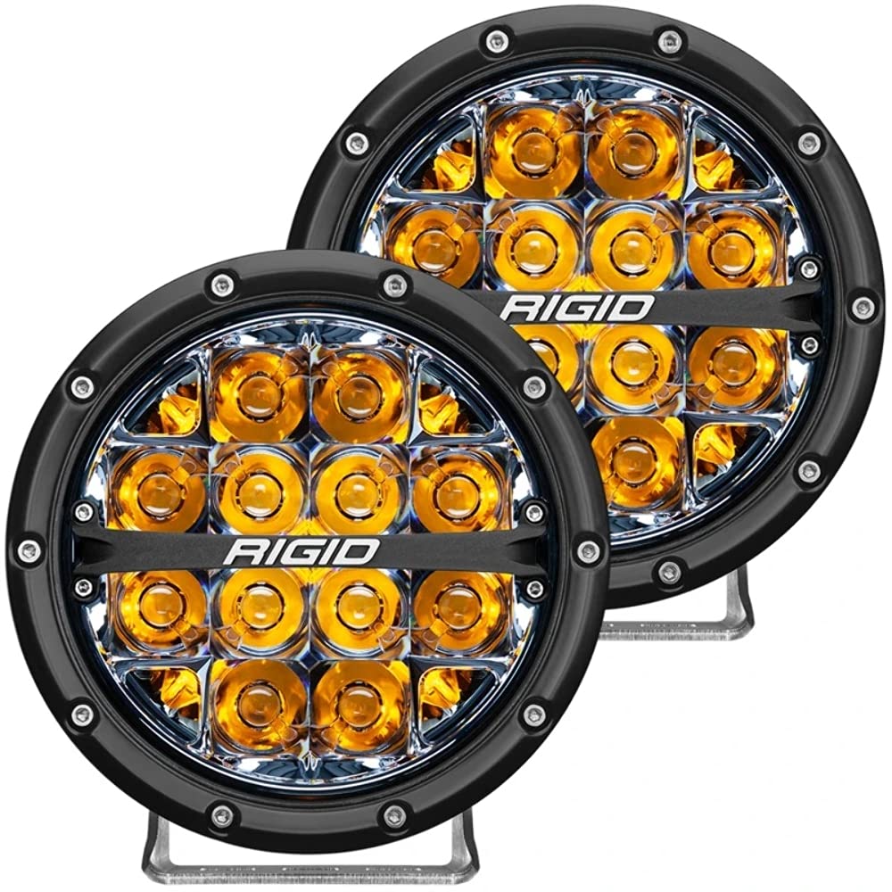 RIGIDIndustries 36201 360-Series LED Off-Road Light 6 in Spot Beam for High Speed 50 MPH Plus Amber Backlight Pair