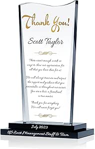 Personalized Crystal Farewell Gift for Boss Leaving or Retiring, Customized with Boss Name and Farewell Message, Unique Going Away Gift for Boss, Manager, Supervisor and Other Leaders (L - 9&#34;)