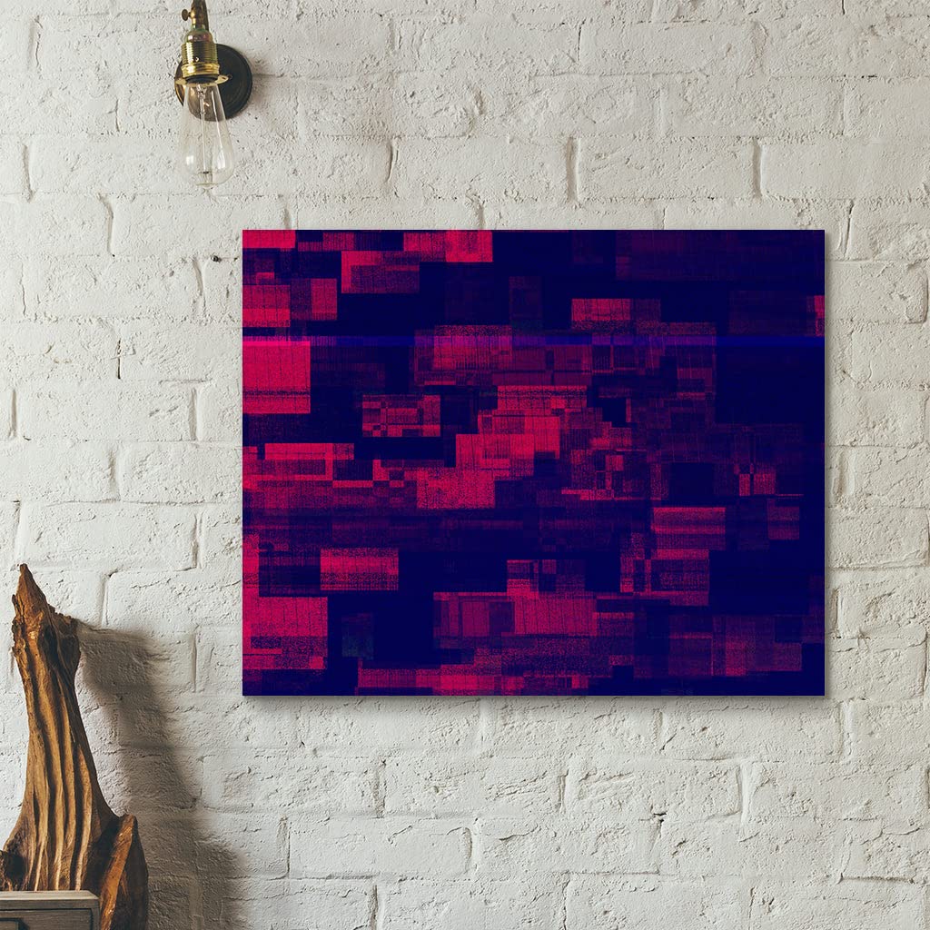 VERRE ART Printed Framed Canvas Painting for Home Decor Office Studio Wall Living Room Decoration (22x14inch Wrapped) - glitch art, lines, pixels, defect abstract