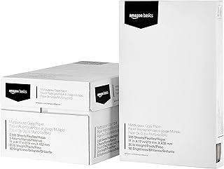 Amazon Basics 92 Bright Multipurpose Copy Paper, 11 x 17 Inches, Pack of 5, 2500 Count, White