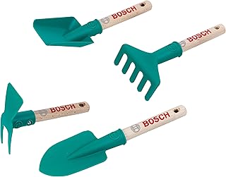 Theo Klein 2735 Bosch Garten Handgeräte-Set I Inkl. Spaten, Rechen, Schaufel und Hacke I Öse zum Aufhängen I Spielzeug für...