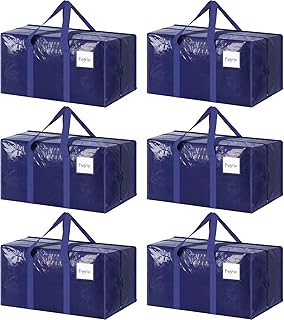 6 Pack Extra Heavy Duty Large Moving Bags with Strong Zipper & Comfortable Handles, Sturdy & Durable Clothes Storage Bags ...