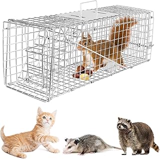 Live Animal Trap Cage, Heavy Duty Folding Humane Catch Release Rodent Cage, Upgraded Indoor & Outdoor Live Trap for Mouse,...