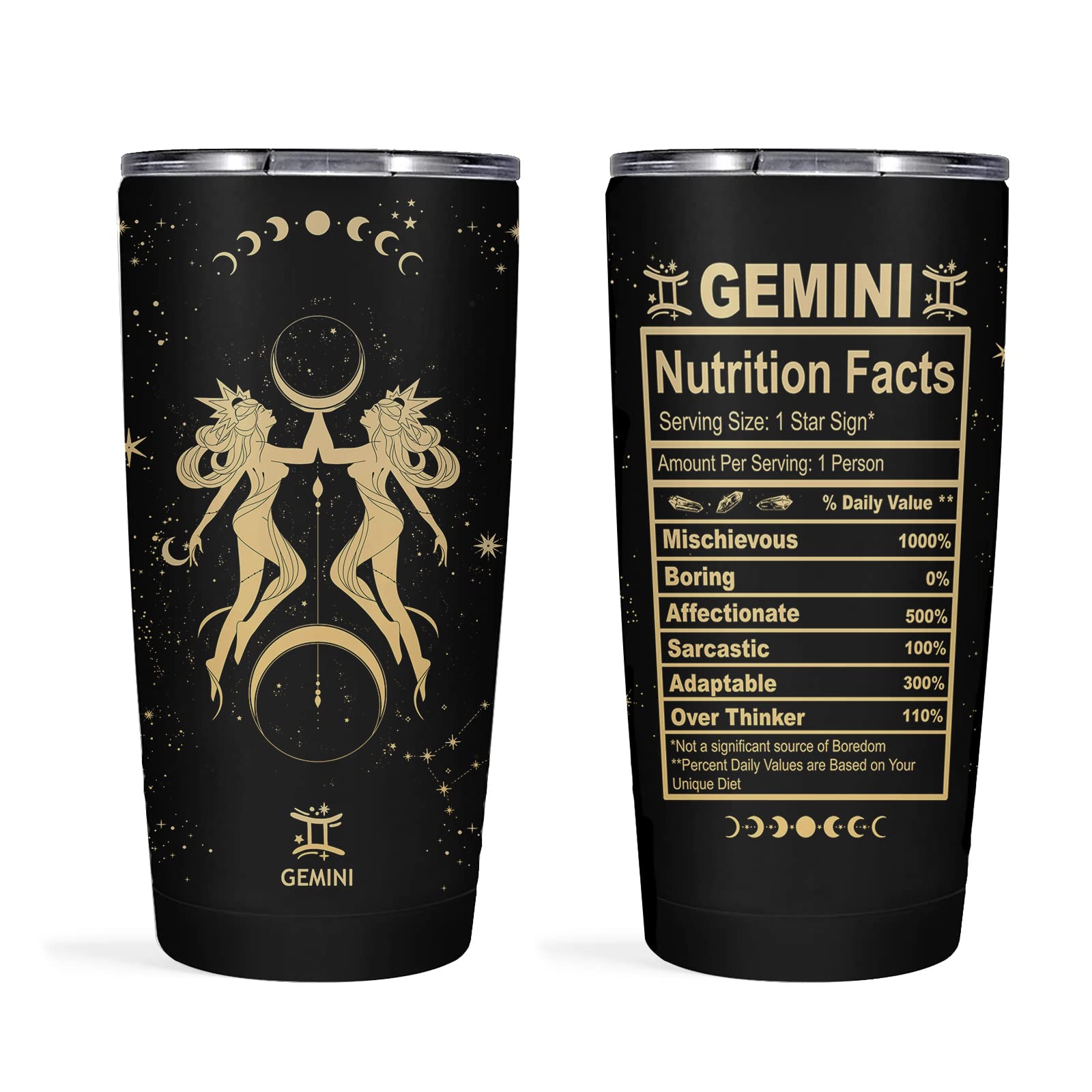 Gemini Gifts for Women,Gemini Tumbler,Gemini Gift Zodiac Cup, 20 OZ Astrology Tumbler Cup, Witchy Gothic Gifts Stainless Steel Insulated Constellation Tumbler