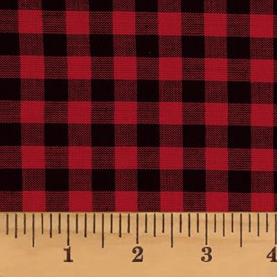 Red Black Mini Buffalo Check Plaid Cotton Homespun Plaid Fabric by JCS - Sold by The Yard