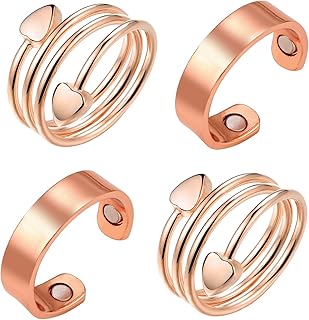 BioMag Copper Ring for Women, 99.99% Pure Copper Magnetic Rings for Lymphatic Drainage, Adjustable Jewelry Gifts for Women