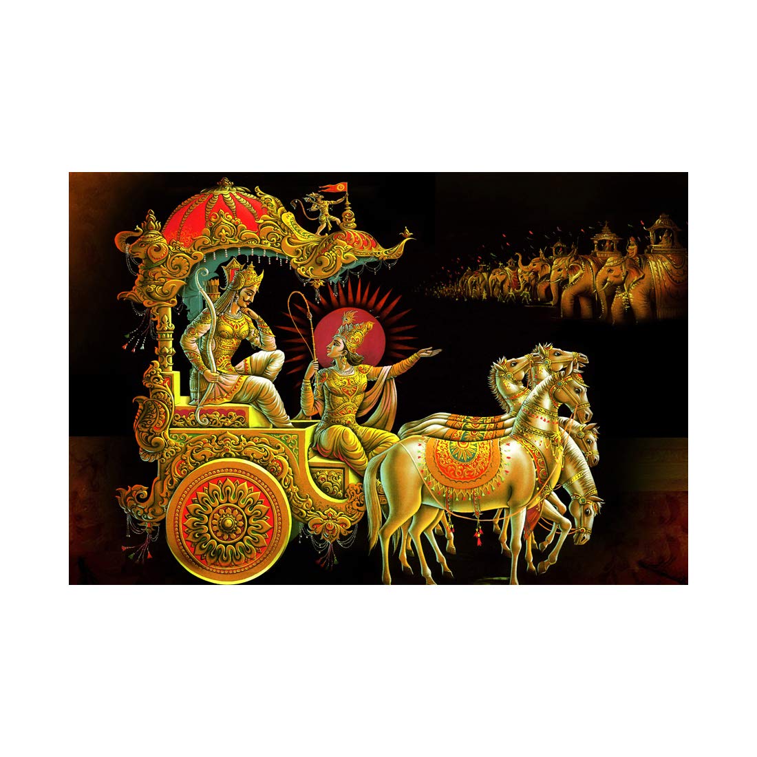 Wholphin Mahabharat Krishna-Arjun Rath Painting with Sparkle ...