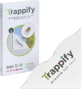 Trappify Fly Trap Indoor: Window Fly Traps for Home | Fruit Fly Traps for Indoors, Gnat Traps for House Indoor | Disposable Fly Trap with Sticky Adhesive Strips | Inside Bug Catchers (4 Pack)