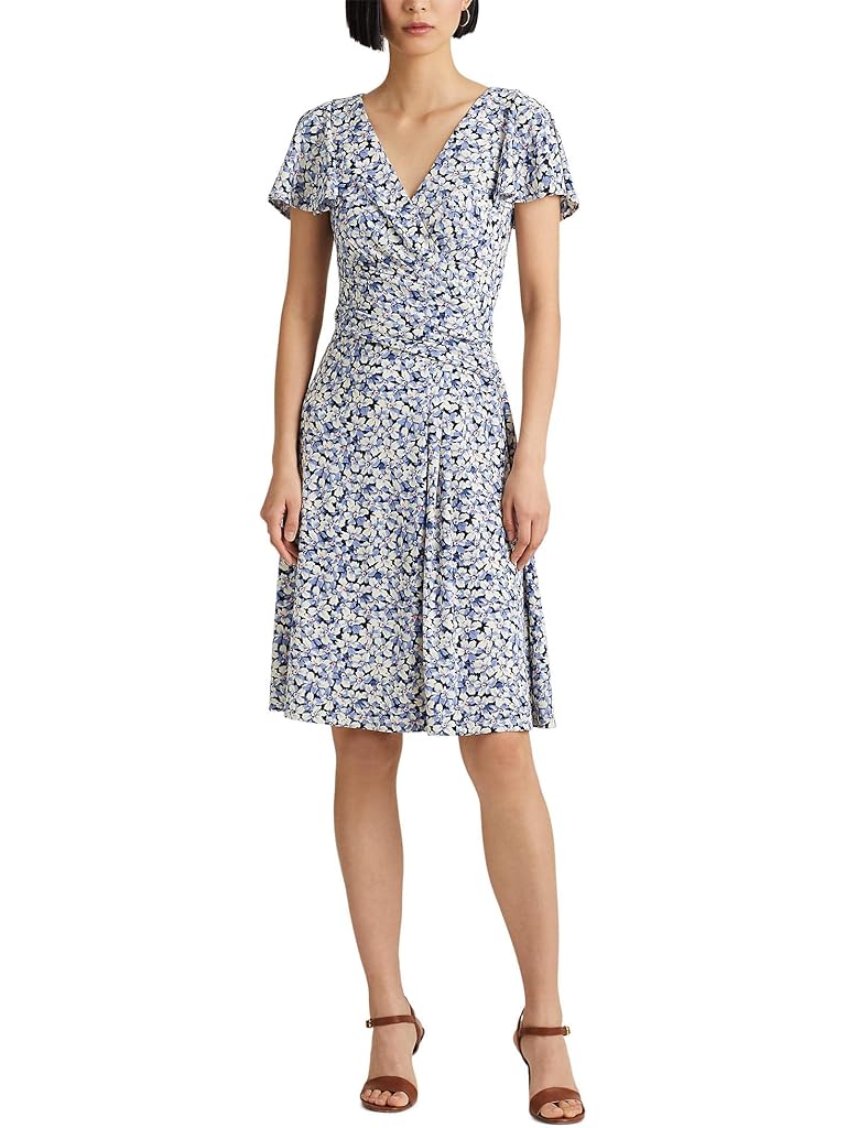 Lauren Ralph Lauren Floral Stretch Jersey Surplice Dress