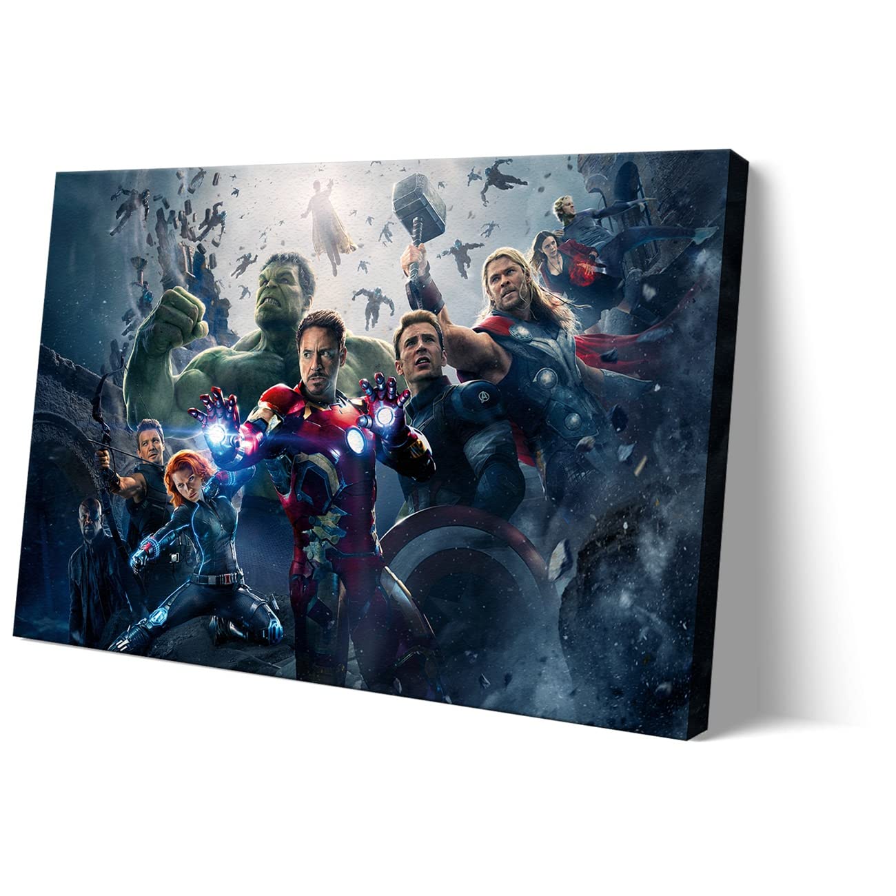 : Avengers Movie Poster Black Widow Iron Man Thor Hulk Captain  America Black Background Modern Home Decorate Wall Art Canvas Print Room  Wall Decoration Gift (20