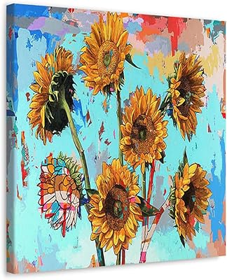 GADGETS WRAP Canvas Gallery Wrap Framed for Home Office Studio Living Room Decoration (17x17inch) - Sunflowers #11 Print