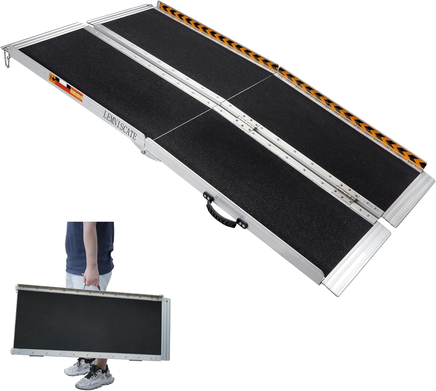 LEMNISCAT 5FT Wheelchair ramp,Portable Wheelchair ramp for Stairs,60" L x 31.3" W,800 LBS Capacity Aluminum Portable Folding Handicap Ramp,Non-Skid Threshold Ramp for Doorways, Curbs, Stairs