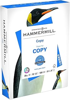 Hammermill Printer Paper, 20 lb Copy Paper, 8.5 x 11 - 1 Ream (500 Sheets) - 92 Bright, Made in the USA