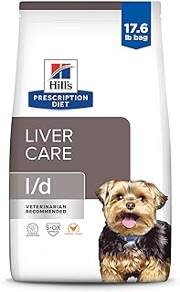 Hill's Prescription Diet l/d Liver Care Chicken Flavor Dry Dog Food, Veterinary Diet, 17.6 lb. Bag, White