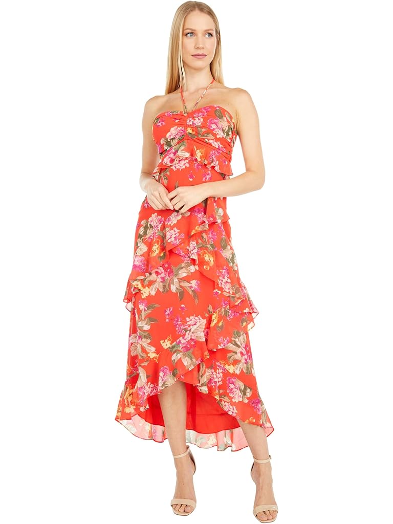 WAYF Zander Tiered Halter Midi Dress