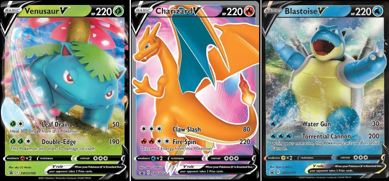 Amazon.com: Charizard - Vensaur - Blastoise - Foil - Pokemon V - 3 Card ...