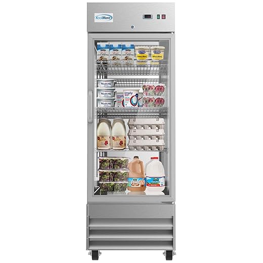 KoolMore - RIR-1D-GD 29" Stainless Steel 1 Glass Door Commercial Reach-in Refrigerator Cooler - 23 cu. ft